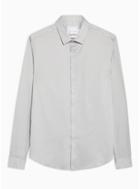 Topman Mens Grey Harbour Mist Satin Stretch Skinny Shirt