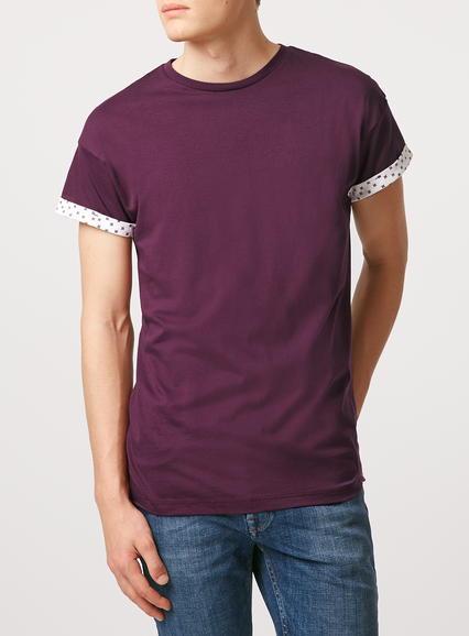 Topman Mens Red Burgundy Geo T-shirt