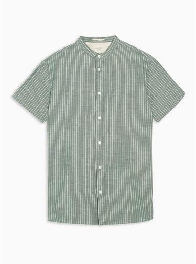 Selected Homme Mens Selected Homme Green Stand Collar Organic Cotton Shirt