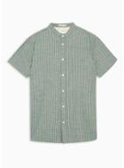 Selected Homme Mens Selected Homme Green Stand Collar Organic Cotton Shirt