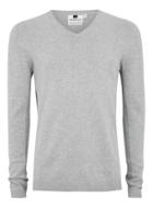 Topman Mens Grey Gray Marl Side Ribbed Sweater