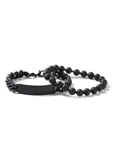 Topman Mens Black Rubberised Bracelet Pack*
