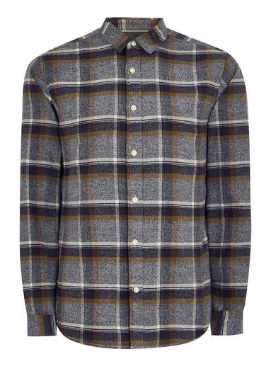 Topman Mens Selected Homme Navy Check Long Sleeve Shirt