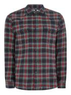 Topman Mens Multi Black And Red Check Western Long Sleeve Shirt