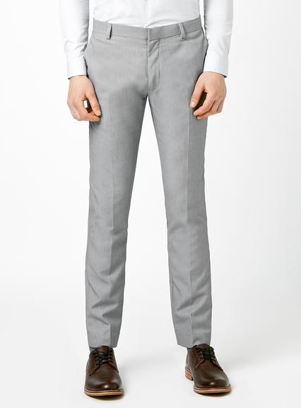 Topman Mens Grey Textured Skinny Fit Suit Pants