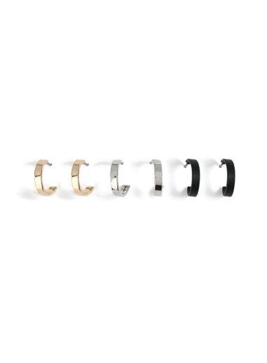 Topman Mens Grey Hoop Earring Pack*