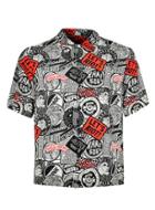 Topman Mens Multi Tmd Black Let's Riot All Over Print Revere Shirt