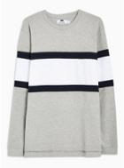 Topman Mens Grey And Navy Panelled T-shirt