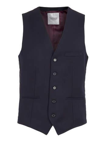 Topman Mens Blue Navy Suit Vest