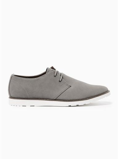 Topman Mens Grey Gray Faux Suede Magic Derby Shoes