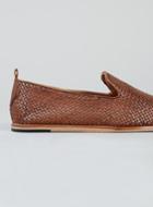 Topman Mens Brown Ipanema Tan Leather Woven Shoes
