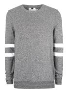 Topman Mens Mid Grey Dark Grey And White Twist Sleeve Stripe Sweater