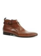Topman Mens Brown Tan Leather Buckle Ankle Boots