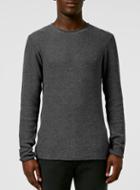 Topman Mens Grey Charcoal Skinny Trim Ribbed Sweater