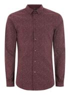 Topman Mens Red Burgundy Line Print Muscle Shirt