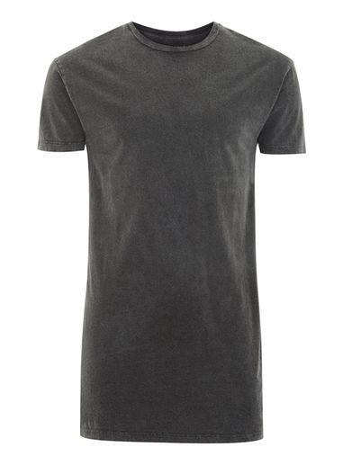 Topman Mens Black Acid Wash Muscle Longline T-shirt