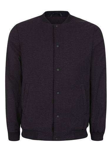 Topman Mens Blue Navy Pinstripe Formal Bomber Jacket
