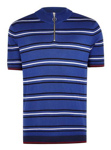 Topman Mens Cobalt Blue Zip Roll Neck Jumper