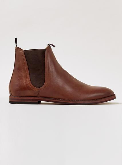 Topman Mens Brown Hudson Tan Leather Chelsea Boots