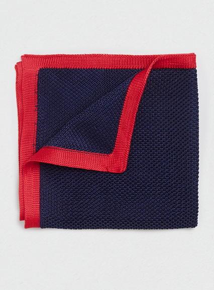 Topman Mens Blue Premium Navy Knit Outline Pocket Square
