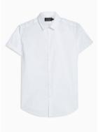 Topman Mens White Stretch Skinny Fit Short Sleeve Dress Shirt