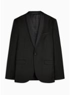 Topman Mens Premium Black Shadow Check Single Breasted Tuxedo Blazer With Shawl Lapel