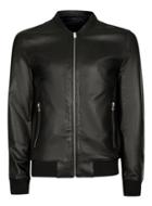 Topman Mens Selected Homme Black Leather Jacket