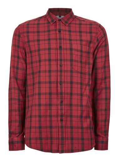Topman Mens Red Check Casual Shirt