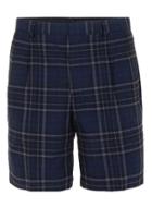 Topman Mens Blue Navy Check Mid Length Dress Shorts