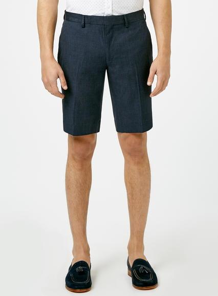 Topman Mens Dark Blue Crosshatch Suit Shorts