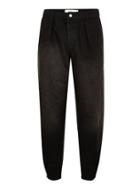 Topman Mens Washed Black Pleated Baggy Jeans