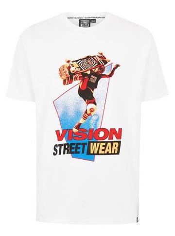 Topman Mens Vision Street Wear White Skater T-shirt