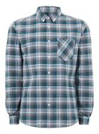 Topman Mens Blue Teal And Gray Check Shirt