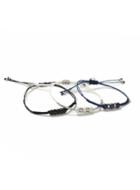 Topman Mens Dark Multi Black, Navy And Cream Semi Precious Fine Bracelet 3 Pack*