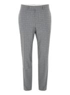 Topman Mens Navy Gray And Blue Check Muscle Fit Suit Pants