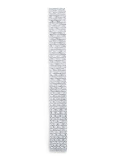 Topman Mens Grey Silver Knitted Tie