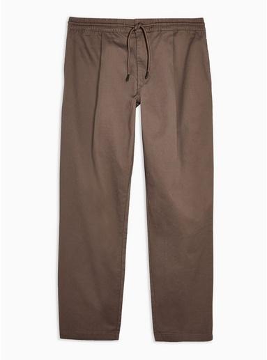 Topman Mens Brown Tan Poplin Tapered Pants
