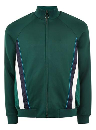 Topman Mens Green Track Top With Side Panel