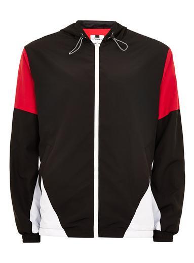 Topman Mens Multi Color Block Zip Through Windbreaker Jacket