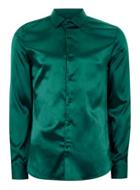 Topman Mens Emerald Green Satin Shirt