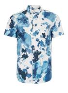 Topman Mens Selected Homme Blue And White Print Shirt