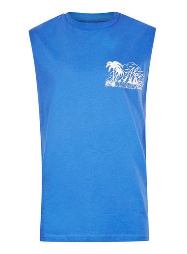 Topman Mens Blue Aloha Tank Top