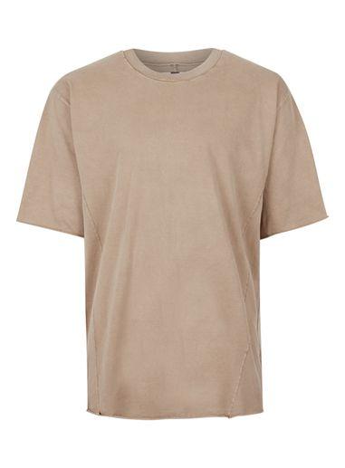 Topman Mens Brown Tan Raw Hem Oversized T-shirt