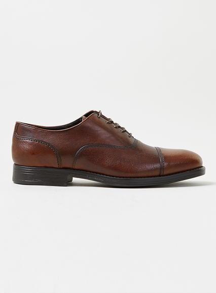 Topman Mens Red Burgundy Leather Toecap Shoes