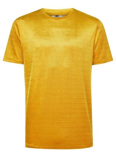 Topman Mens Yellow Velour Corduroy T-shirt