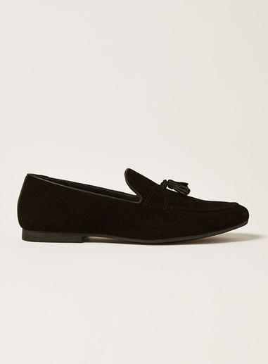 Topman Mens Black Faux Suede Shepherd Tassel Loafers