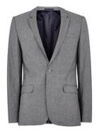 Topman Mens Grey Gray Dogstooth Ultra Skinny Fit Blazer