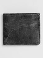 Topman Mens Black Leather Cracked Leather Wallet
