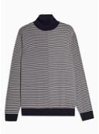 Selected Homme Mens Selected Homme Blue Bruce Roll Neck Stripe Organic Cotton Jumper