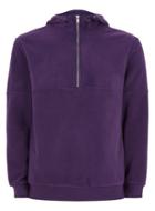 Topman Mens Purple Fleece Zip Neck Hoodie